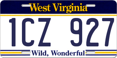 WV license plate 1CZ927