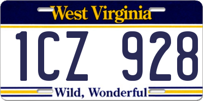 WV license plate 1CZ928
