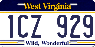 WV license plate 1CZ929