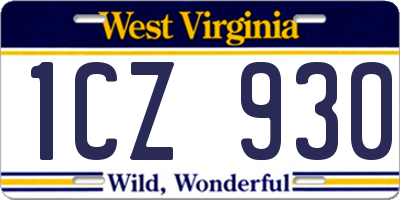 WV license plate 1CZ930