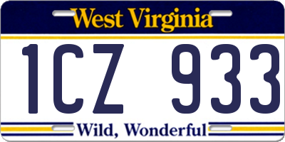 WV license plate 1CZ933