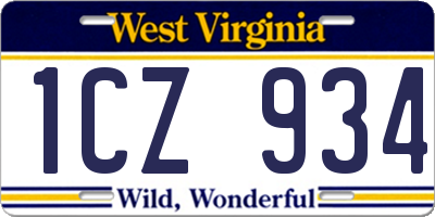 WV license plate 1CZ934