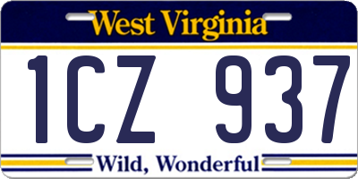 WV license plate 1CZ937