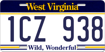 WV license plate 1CZ938