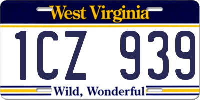 WV license plate 1CZ939