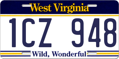 WV license plate 1CZ948