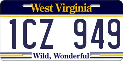 WV license plate 1CZ949