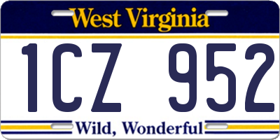 WV license plate 1CZ952