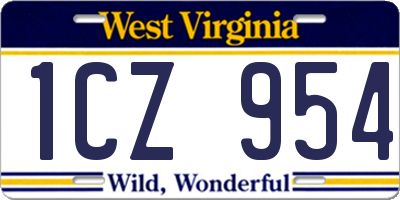WV license plate 1CZ954