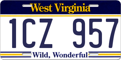 WV license plate 1CZ957