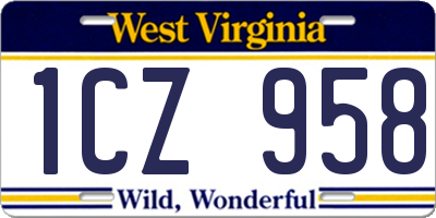 WV license plate 1CZ958