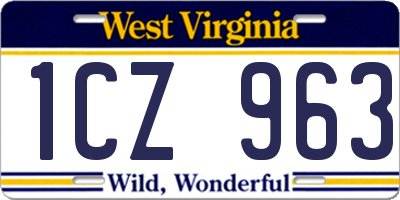 WV license plate 1CZ963