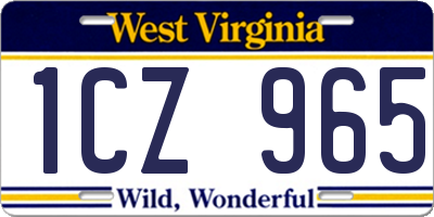 WV license plate 1CZ965