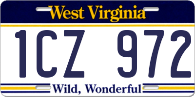 WV license plate 1CZ972