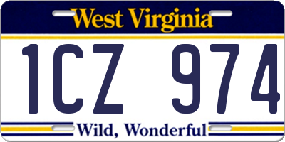 WV license plate 1CZ974
