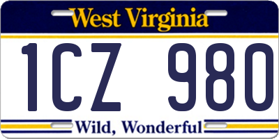 WV license plate 1CZ980