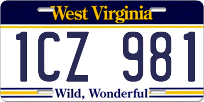 WV license plate 1CZ981