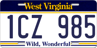 WV license plate 1CZ985
