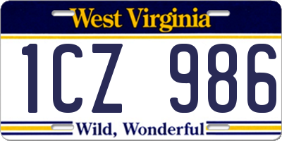 WV license plate 1CZ986