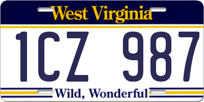 WV license plate 1CZ987