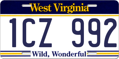 WV license plate 1CZ992