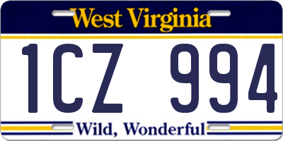 WV license plate 1CZ994