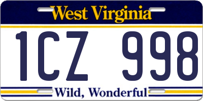 WV license plate 1CZ998