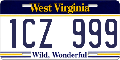 WV license plate 1CZ999