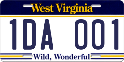 WV license plate 1DA001