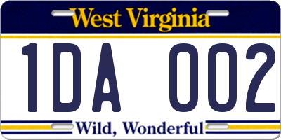 WV license plate 1DA002