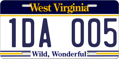WV license plate 1DA005