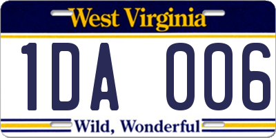 WV license plate 1DA006