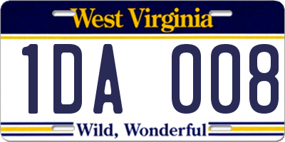WV license plate 1DA008