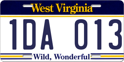 WV license plate 1DA013
