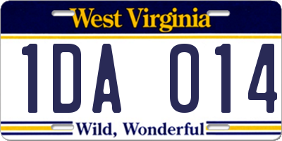WV license plate 1DA014