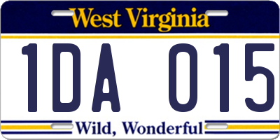 WV license plate 1DA015