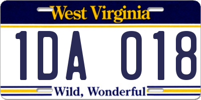 WV license plate 1DA018