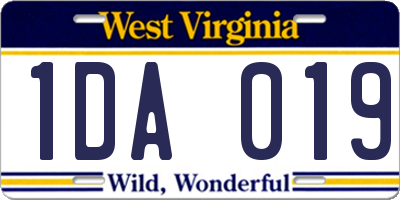 WV license plate 1DA019