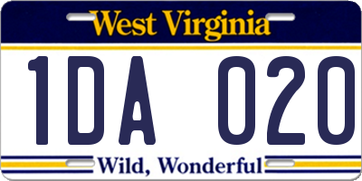 WV license plate 1DA020