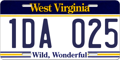 WV license plate 1DA025