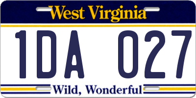 WV license plate 1DA027
