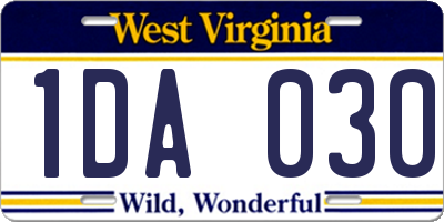WV license plate 1DA030