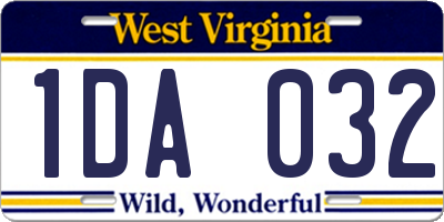 WV license plate 1DA032