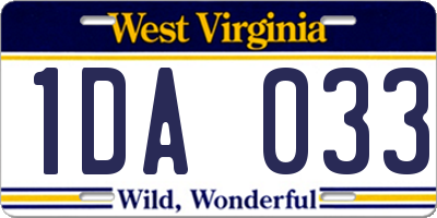 WV license plate 1DA033