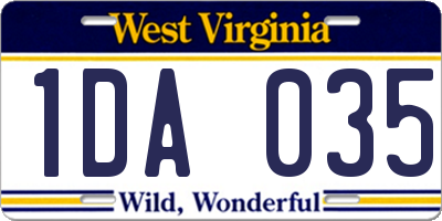 WV license plate 1DA035
