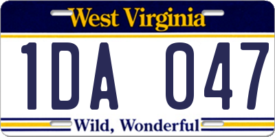 WV license plate 1DA047