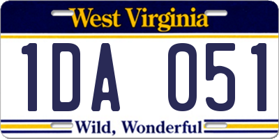 WV license plate 1DA051