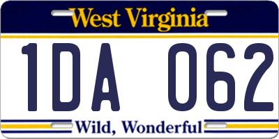 WV license plate 1DA062