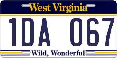 WV license plate 1DA067