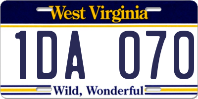 WV license plate 1DA070